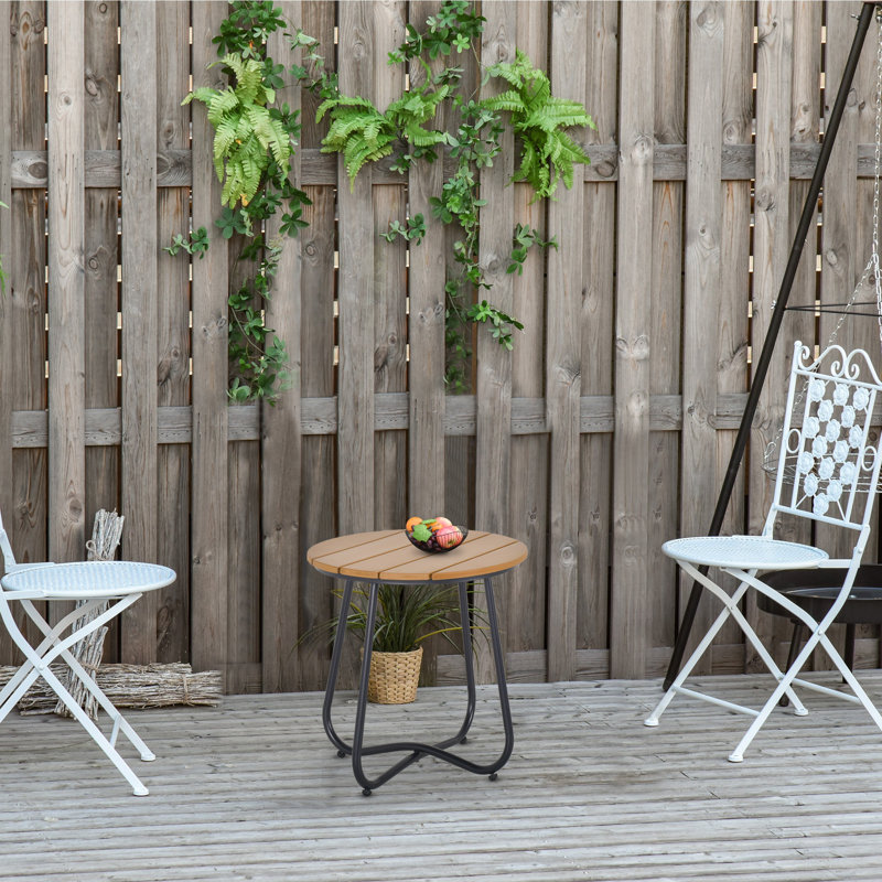 Kankakee Round Outdoor Side Table Garden Ø49 x 48 cm Natural Wood & Black