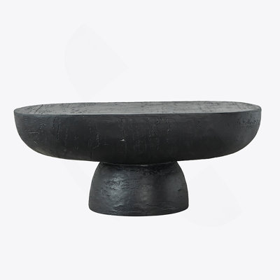 36X24x15" Black Cement Oval Coffee Table