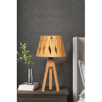 Lampe trépied en bois massif Sion