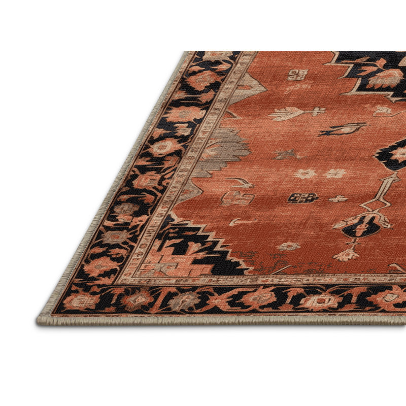Machine Washable Overdyed Brown Area Rug, Square 7'