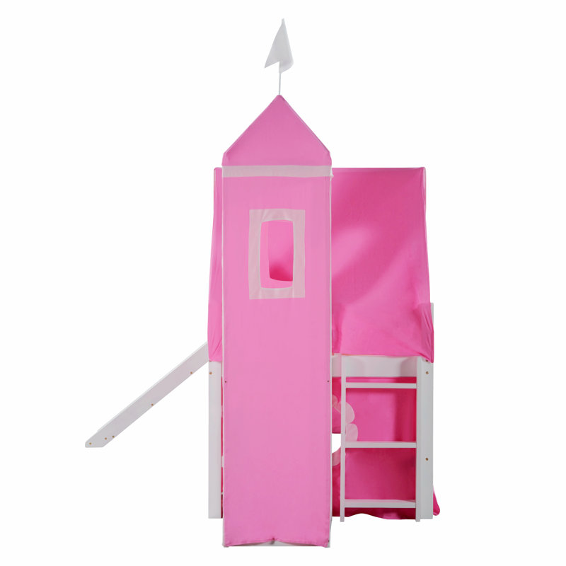 Lit plateforme en bois massif Aleiya, Rose