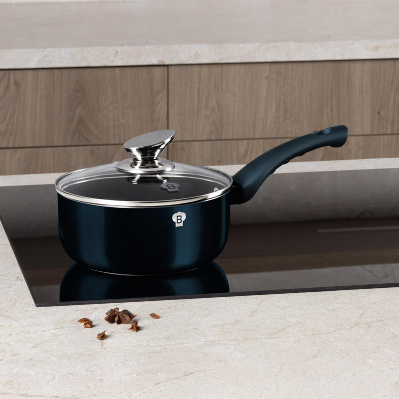 Blaumann Pressed Aluminium Saute Pan with Lid, 0.02, Aquamarine