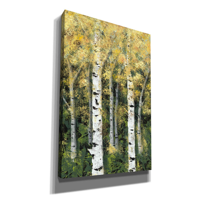 «Birch Treeline II» par Jade Reynolds, art mural sur toile, H 60 po x l 40 po x P 1,5 po