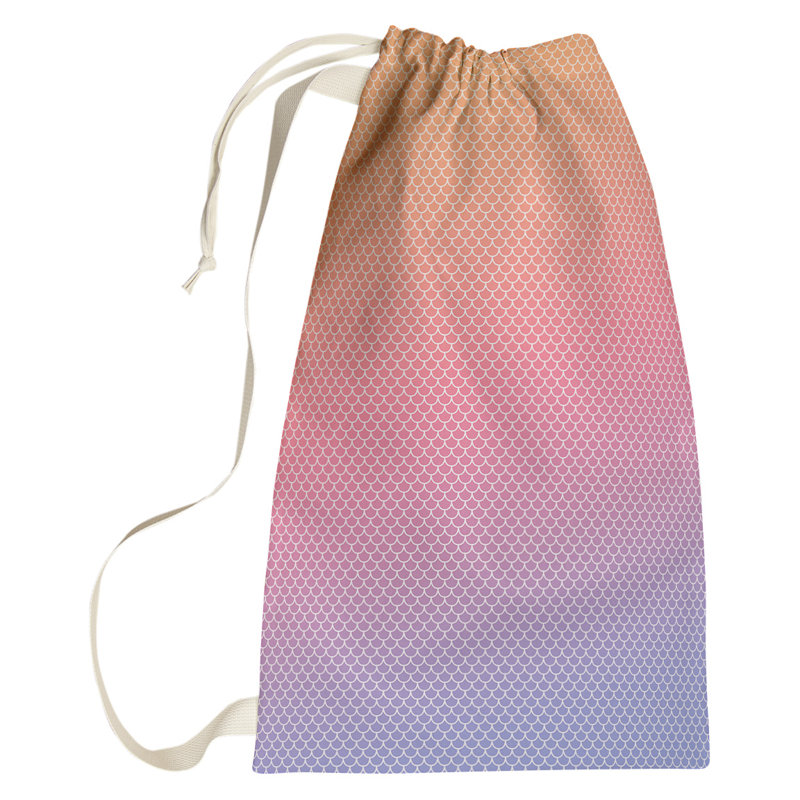 Kitterman Fabric Laundry Bag with Handles, Small ( 64" H x 20" W x 1.5" D), Orange/Pink/Blue