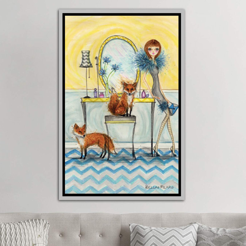 Art fiona et fox, H 40 po x l 26 po x P 1,5 po, Toile avec cadre argenté
