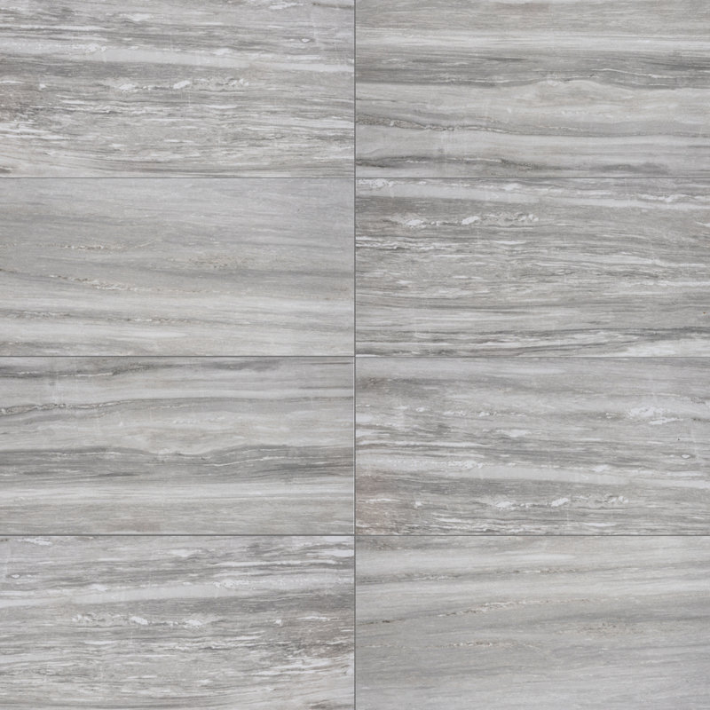 Penthouse 12" x 24" Polished Porcelain Floor and Wall Tile, White Fantasy