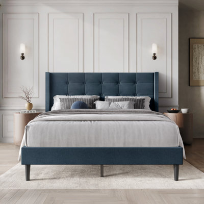 Glam Wingback Platform Bed