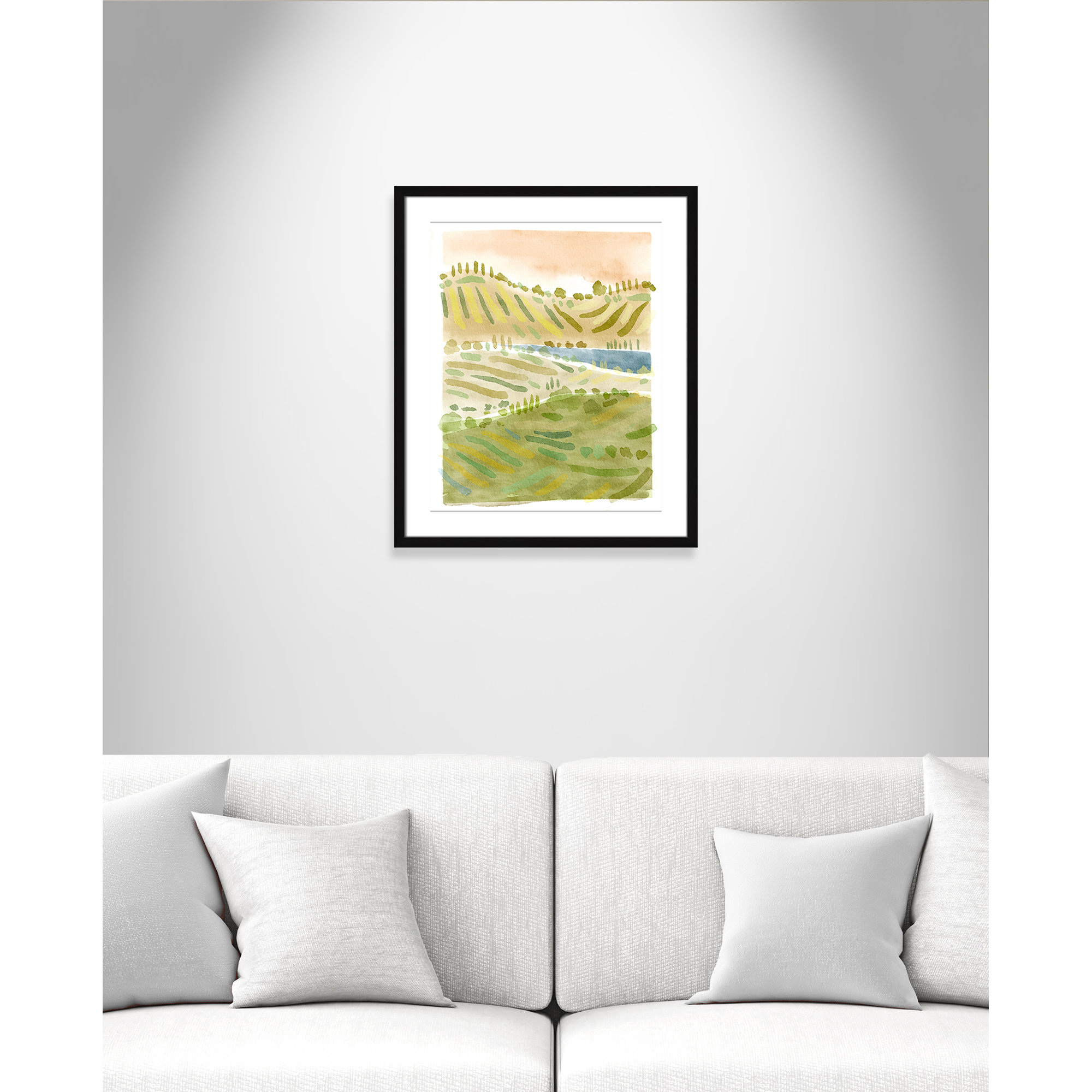 Tuscan Countryside Print by Leah Straatsma, White, 25.5" H x 21.5" W x 1.25" D, Black Single Picture Framed Paper