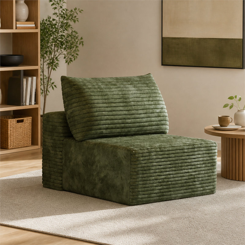 Canapé modulaire 1 place Corduroy, vert