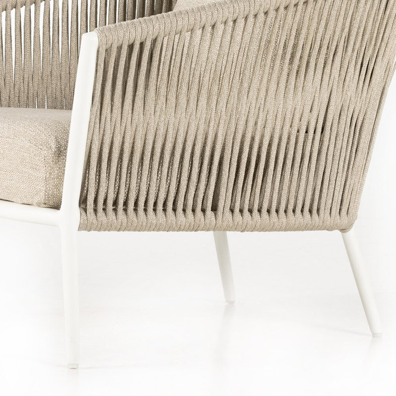 Porto Outdoor Armchair, Faye Sand Cushion/White Frame, Olefin