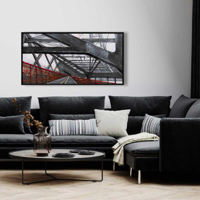 Bridge architecture - Gray Contemporary Framed Canvas Art