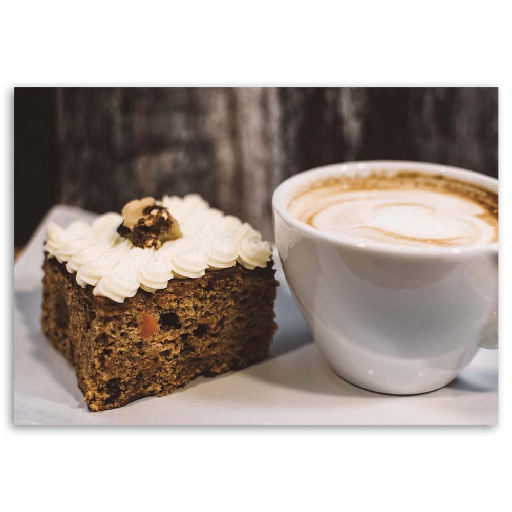 Leinwandbild Kaffee-Cappuccino-Kuchen