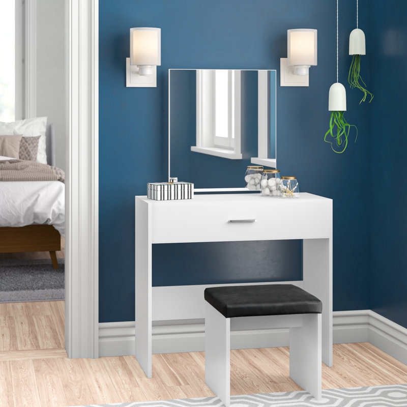 Pascal Dressing Table with Mirror, White