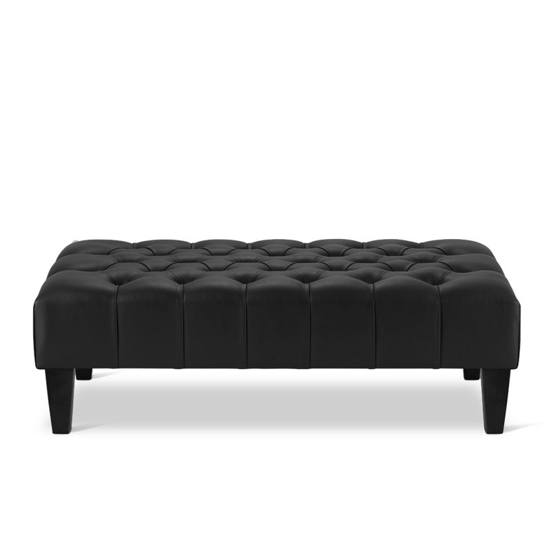 Ainura 60cm Wide Tufted Rectangle Solid Colour Cocktail Ottoman, Black, Black
