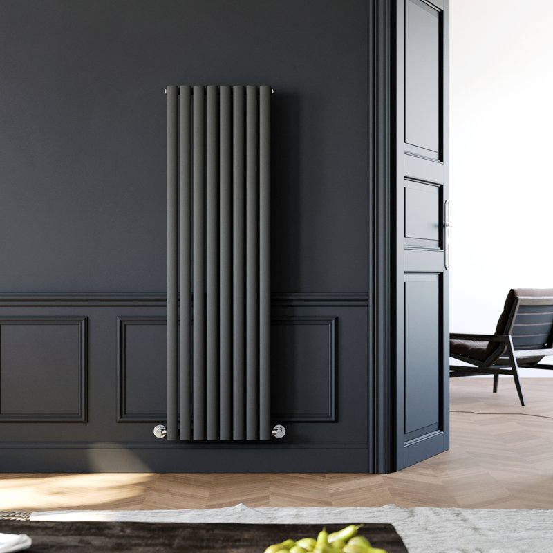 Tyra Vertical Oval Panel Radiators, Anthracite, 160cm H x 48cm W x 5.8cm D