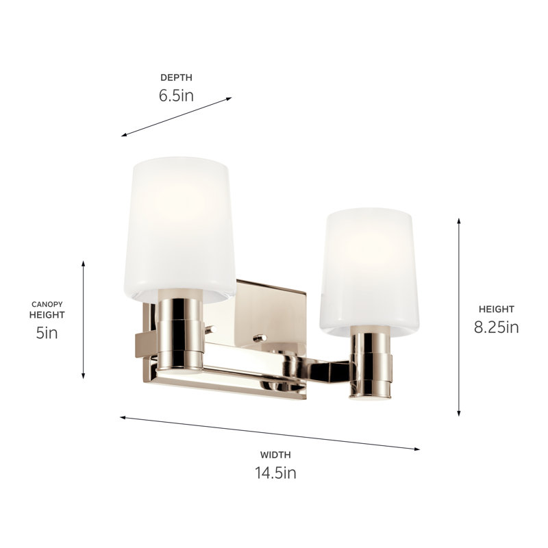 Éclairage pour meuble-lavabo 2 lumières Keison, Nickel poli