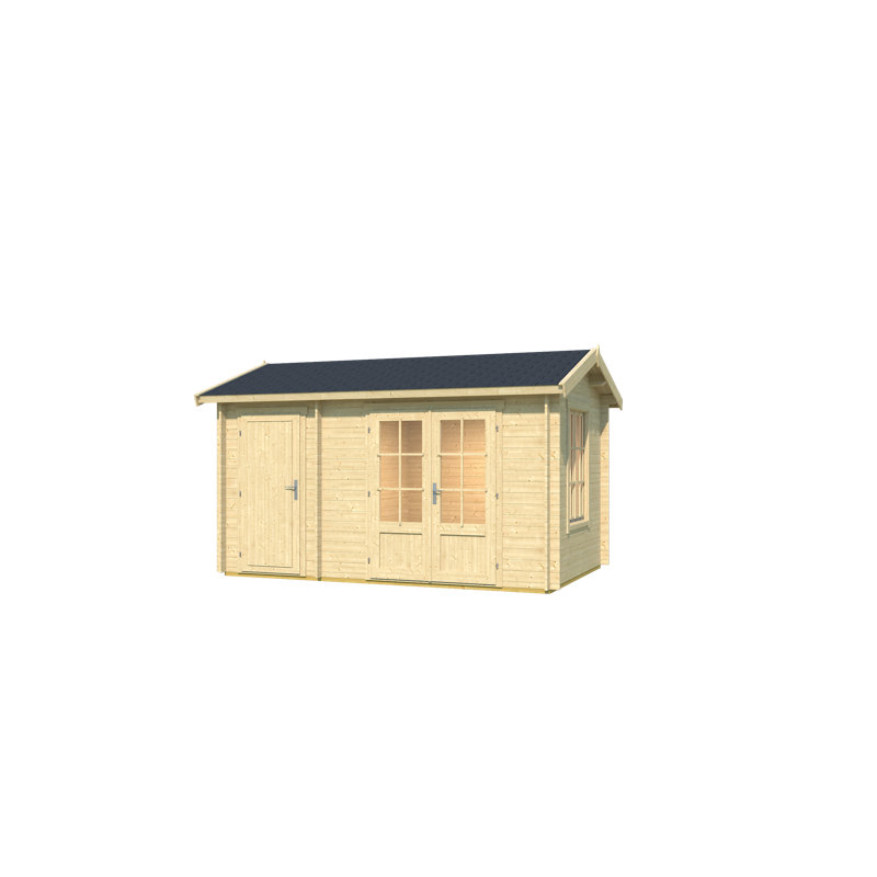 Lasita Warrington 13 x 8 Ft. Apex Roof 2-Room Log Cabin With Single Glazed Windows (28mm), Warrington Natural Wood