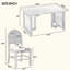 Ensemble de table de salle à manger 7 pièces pour 6 personnes - Table de salle à manger rectangulaire avec placage en chêne vieilli et 6 chaises en rotin, mobilier de cuisine rustique-2077193635-2077193637-2077193638
