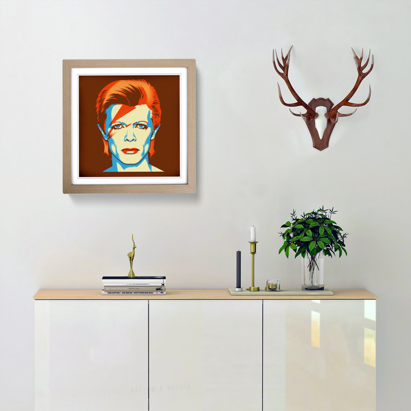 David Bowie Retro No.1 - Framed Print, Oak