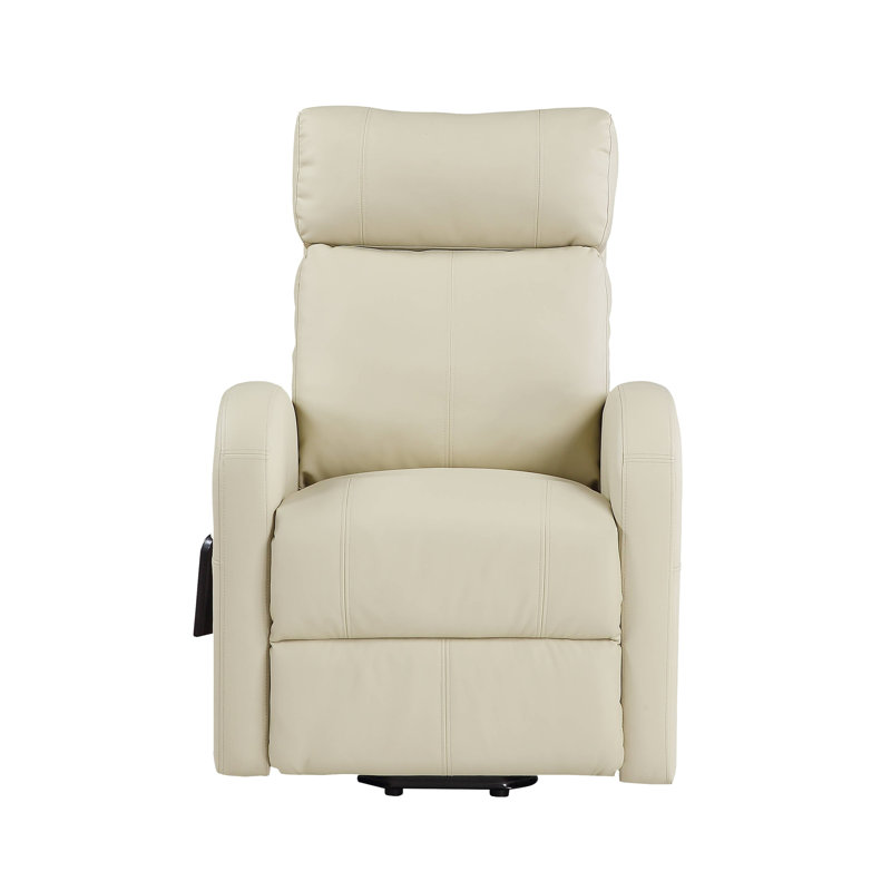 Axcel Faux Leather Power Recliner, Beige Faux Leather