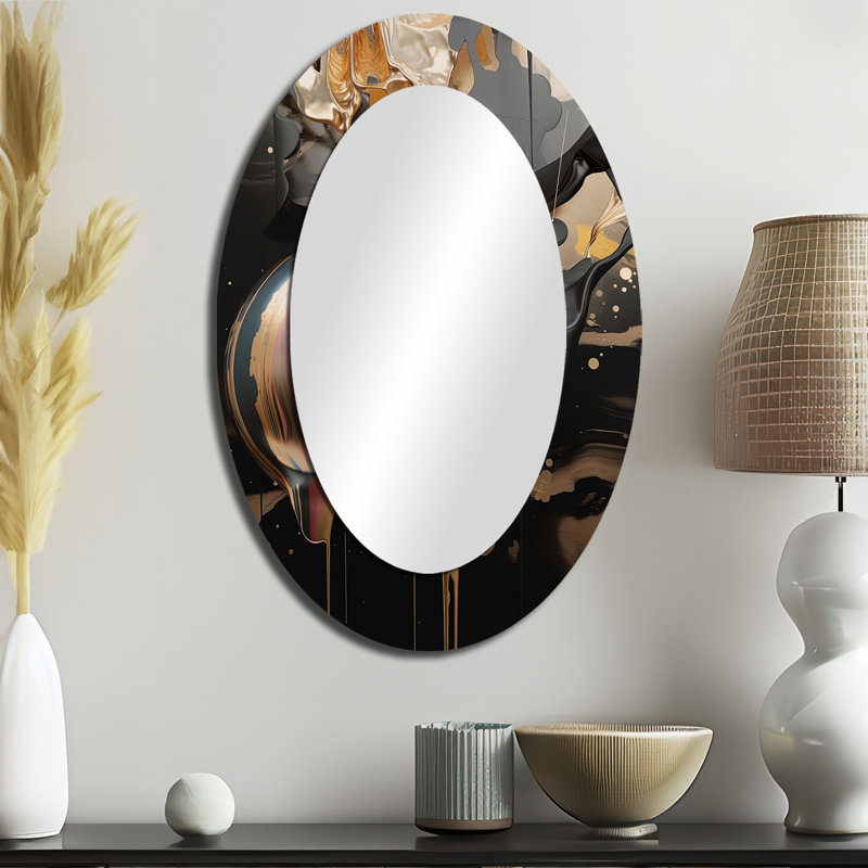 Miroir mural moderne doré et doré, 36 po x 24 po
