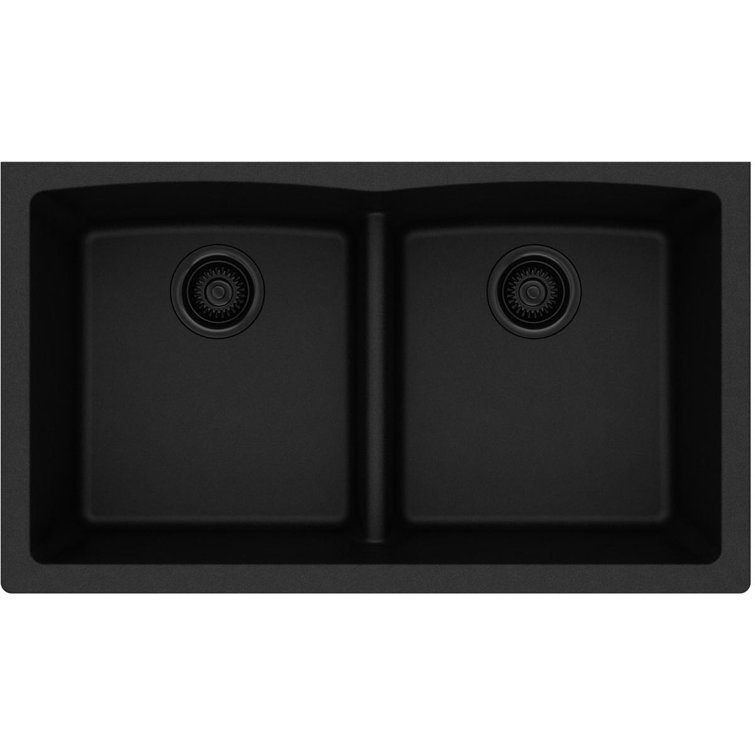 Quartz Classic 33" x 19" x 10" Double Basin Undermount Kitchen Sink with Aqua Divide