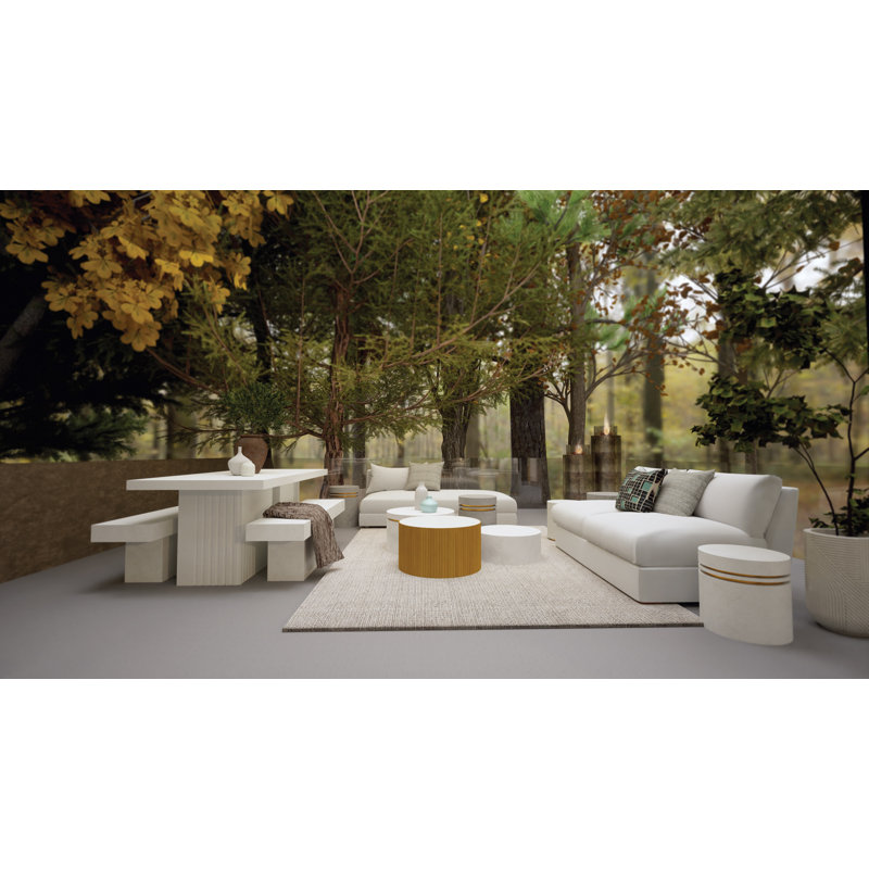 Perpetual Outdoor Round Side Table, 16'', Ivory White