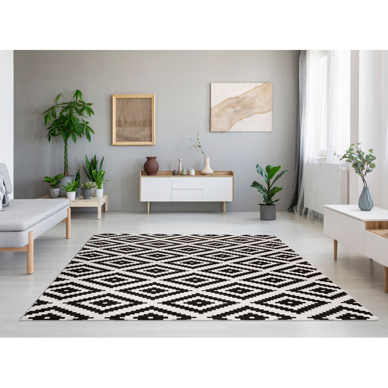 Stylish Woven Carpet, 5.2 x 7.5 Feet | 100% Polyester, 0.3 in Pile Height, Antibacterial, Non-Slip PVC Dot Underside | Machine Washable, 3D Digital Print | Perfect for Living Room, Bedroom & Home Décor