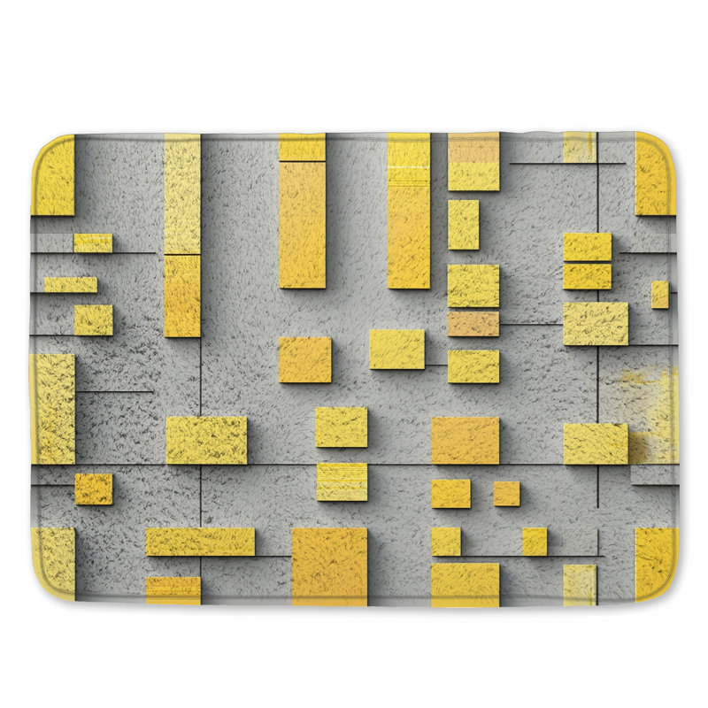 Tapis de bain jaune et gris, 24in W x 17in L