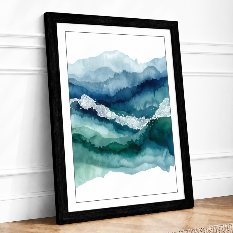 Mountains in Mist Scandinavian - Framed Print, A3 - 42.0 x 29.7 cm, Black
