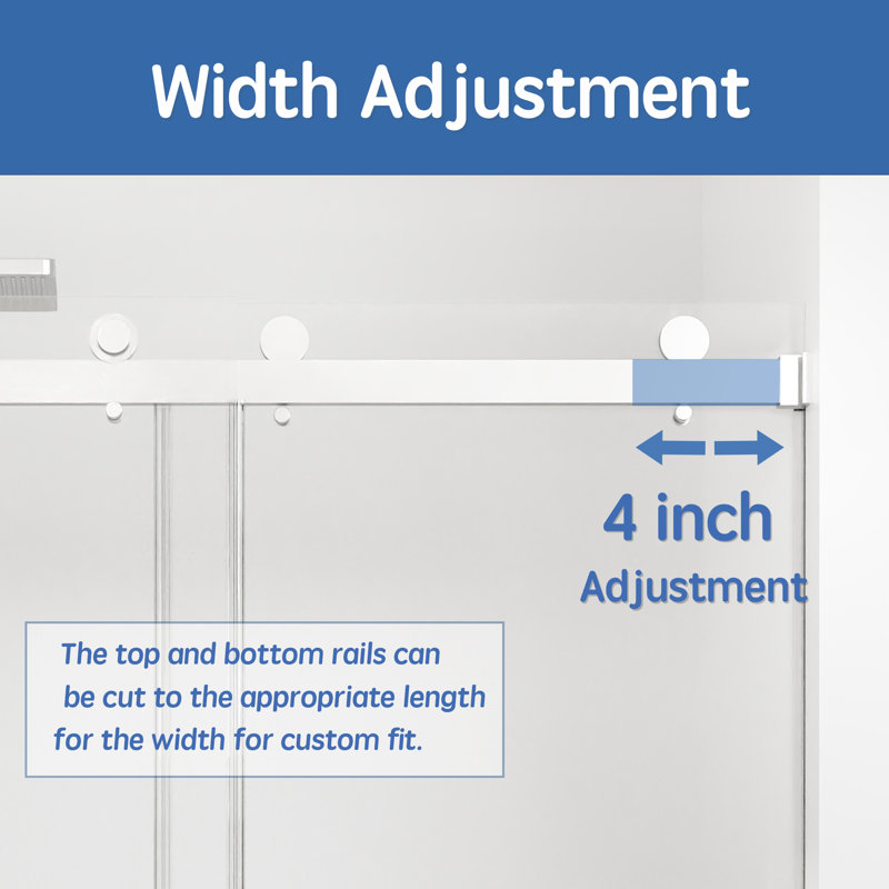 56-60 In. W X 66 In. H Double Sliding Frameless Shower Door With 5/16 In. Tempered Clear Glass, Chrome
