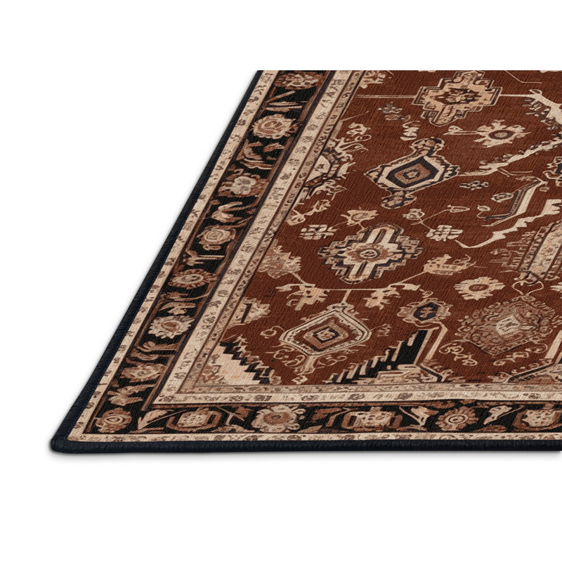 Tapis brun lavable à la machine, Rond 4 pi