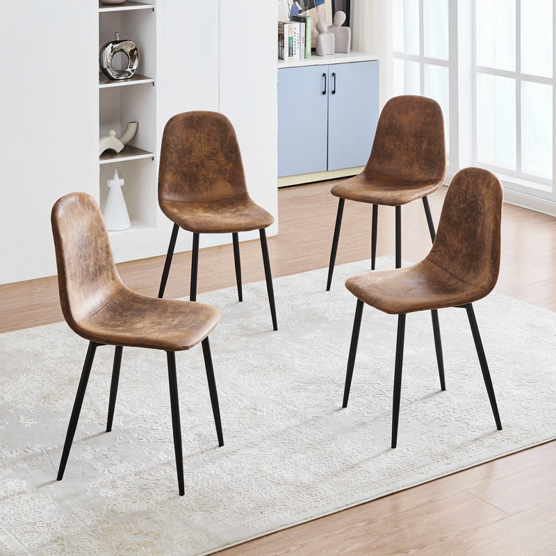 Keisuke Soft Upholstered Solid Back Side Chairs for Dining Room, Coffee Shop, Living Room, Brown
