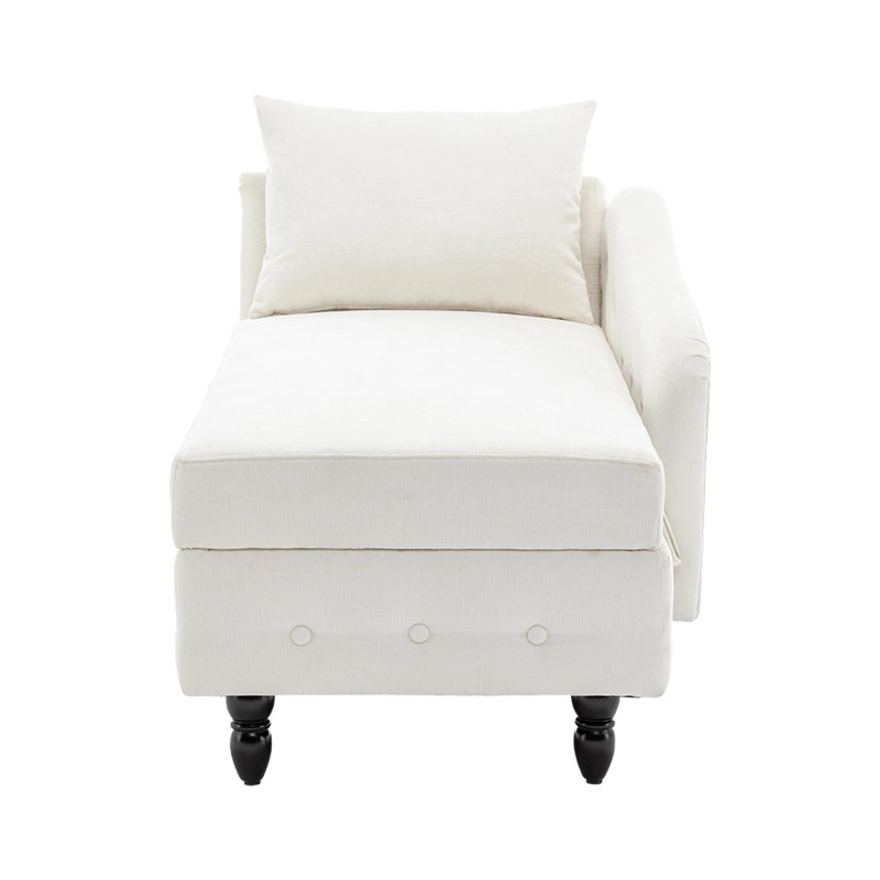 Upholstered Chaise Lounge, White