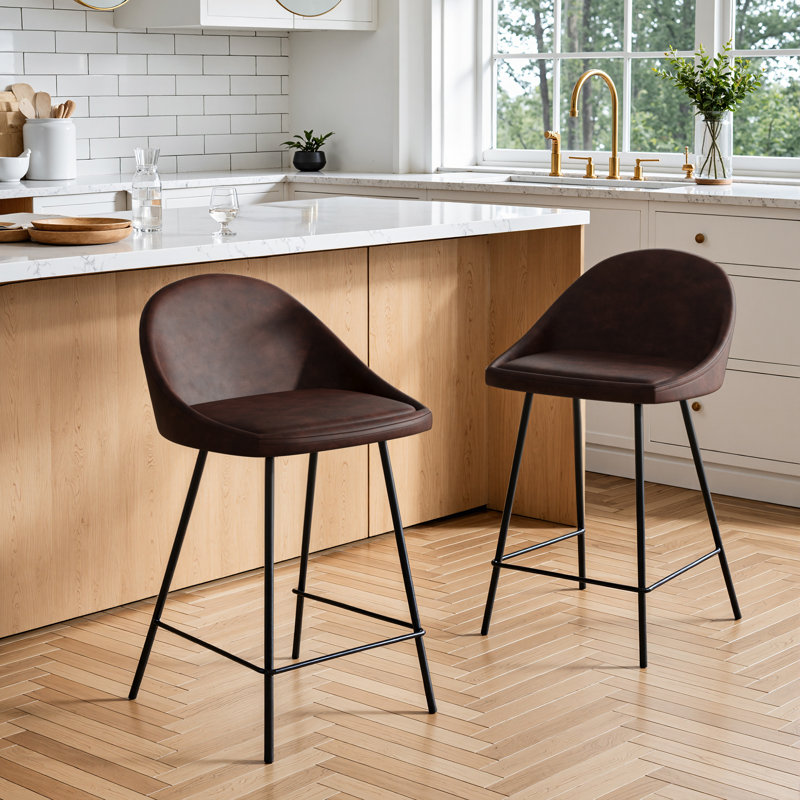 Holmes Faux Leather Upholstered Counter Stool, Tobacco, Counter Stool (23.5" Seat Height)