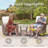 Gustave Wicker Patio Furniture Sofa Set With 55000 BTU Fire Pit Table, 360° Swivel Glider Chairs, Outdoor Seating-1146565775