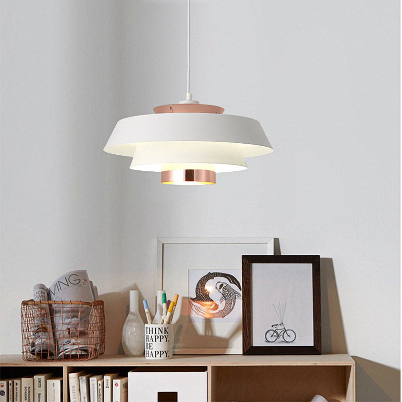 Luminaire suspendu simple pour chambre à coucher, salon, bar et bureau, Blanc, Blanc