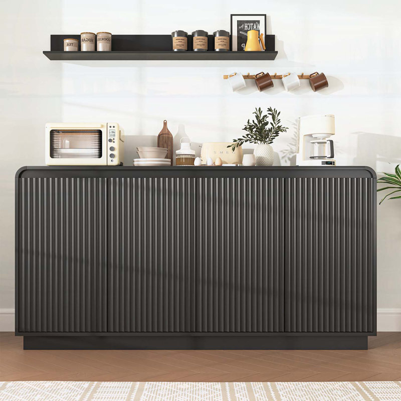 Armoire de rangement sans poignée, Noir