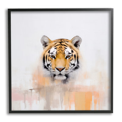 Portrait de tigre abstrait encadré sur bois par Irena Orlov