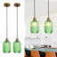 Luminaire suspendu moderne avec verre vert soufflé à la main pour îlot de cuisine, finition laiton brossé-430682899