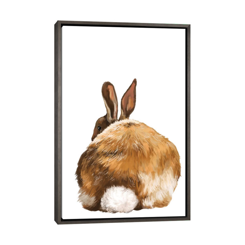 Art de lapin, Toile encadrée de bois rustique foncé, H 26 po x l 18 po x P 1,5 po