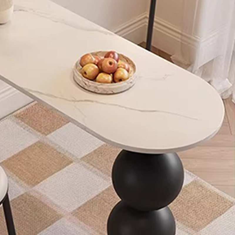Table de bar en pierre crème, H 41,3 po x L 62,9 po x l 19,6 po, Noir