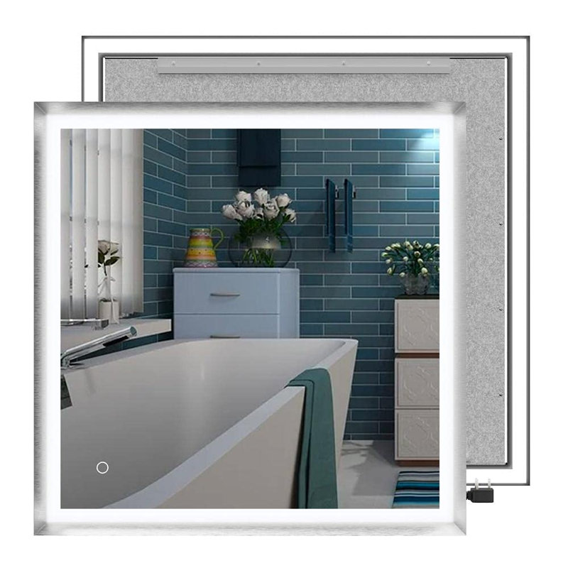 Miroir de salle de bain à DEL avec éclairage de température et anti-buée, Noir
