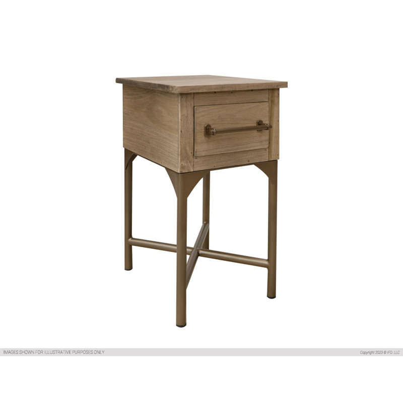 Table de bout en métal Khaleda, H 26 po x l 14 po x P 17,25 po