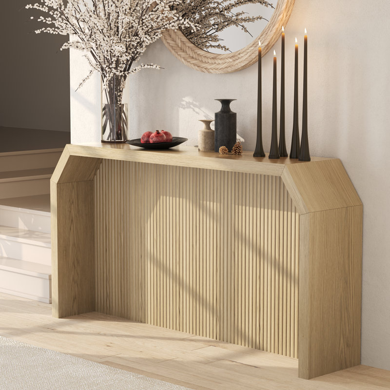 55.91" Console Table, Modern Entryway Foyer Table For Hallway & Living Room, Natural