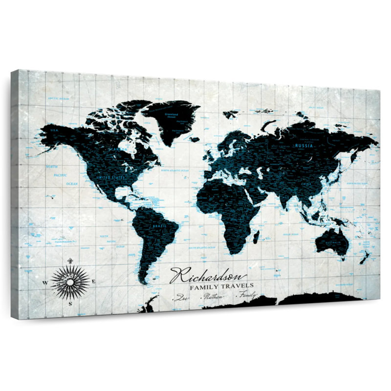 Carte du monde personnalisée, H 24 po x l 36 po, Oui