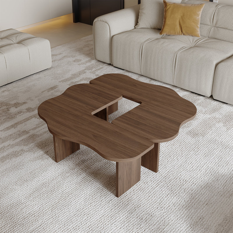 Table basse rectangulaire de 58,66 po, table basse moderne en bois de style Mid-Century