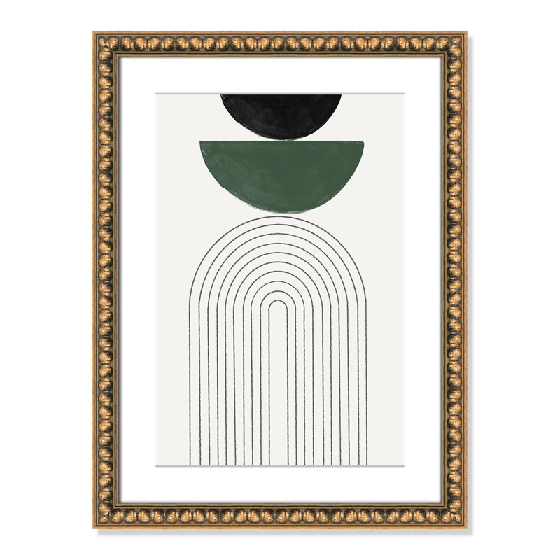 Reproduction de géométrie arquée par Miuus Studio, 18'' W x 24'' H, Matted Print, Gold Leaf Beads