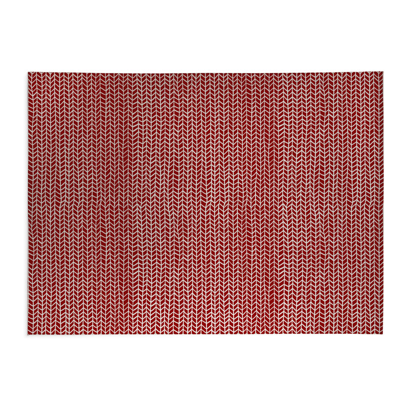 Tapis de cuisine Chevron Feather, Rectangle 5 pi x 7 pi, Rouge canneberge