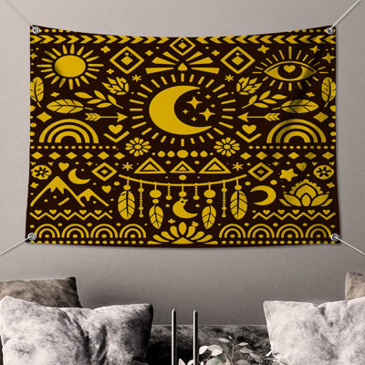 Sun Moon Stars Pattern Wall Tapestry - Celestial Wall Decor